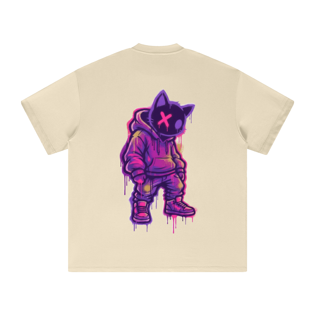 Nine Lives Down — WeBitchin graffiti hooded cat streetwear tee, X-eye drip print